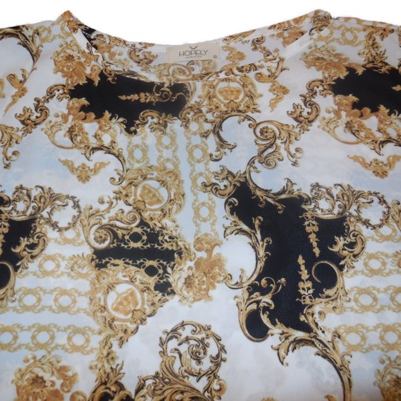 Blouse tunic relaxed top shirt Top 3/4 wide ruffled flared sleeve summer - Picture 4 of 10